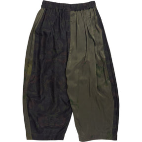 By Walid Green Floral Silk Trousers