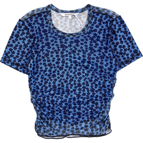 Omnes Blue Floral Mesh Top