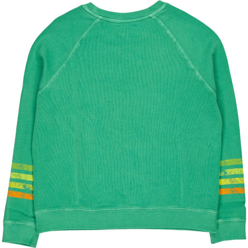 Hush Green Contrast Sleeve Stripe Sweatshirt