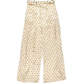 Mother of Pearl Beige Polka Dot Wide-Leg Trousers UK 12