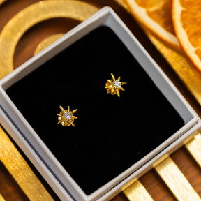 Star Earrings Gold With Cubic Zirconia Stone
