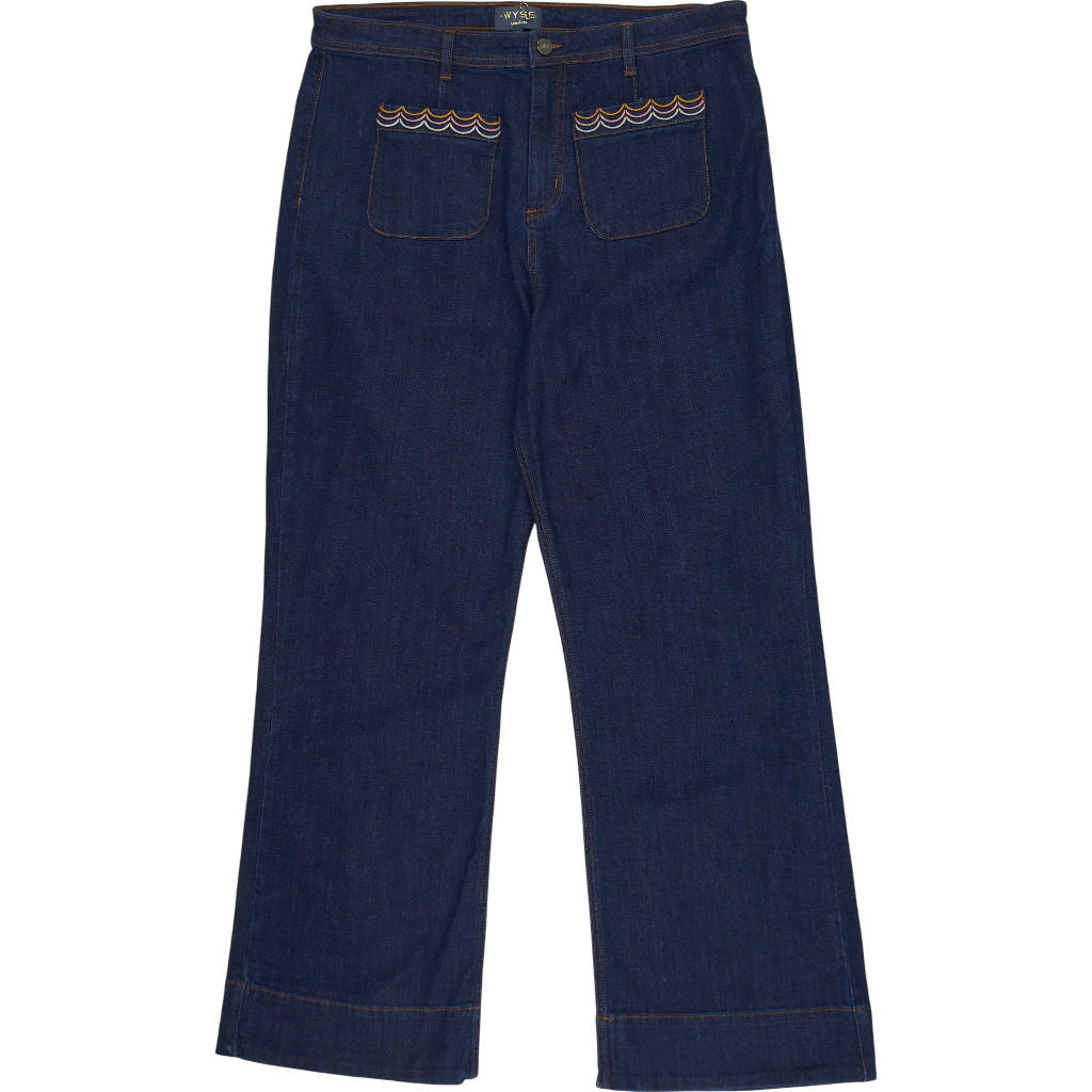 Wyse Navy Embroidered Jeans