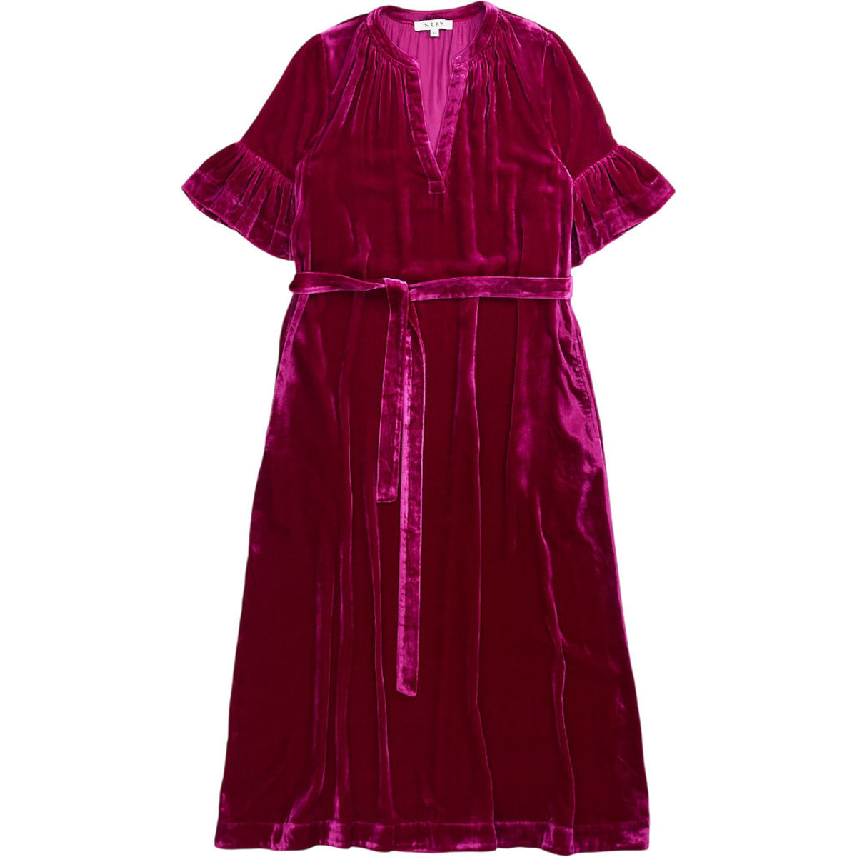 NRBY Pink Velvet Midi Dress