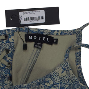 Motel Blue Ornate Print Latemi Corset Top