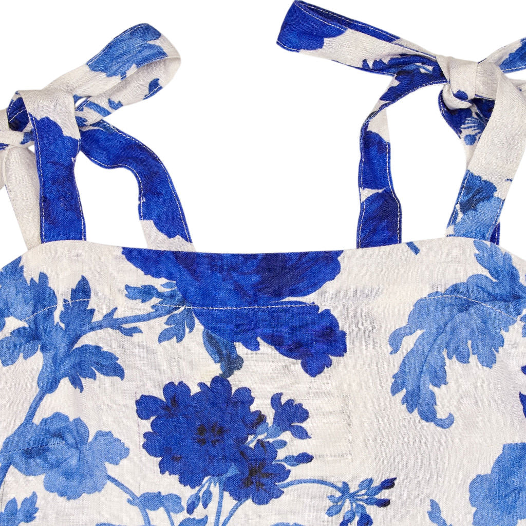 By Walid Blue Floral Linen Top