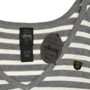 Stussy Grey White Striped Tee