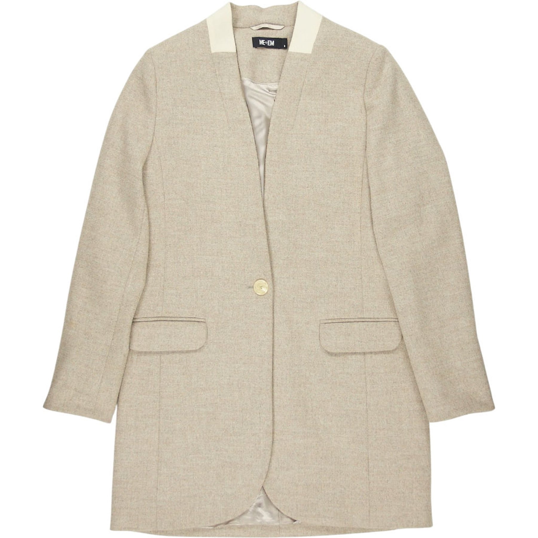 Me+Em Beige Contrast Collar Jacket