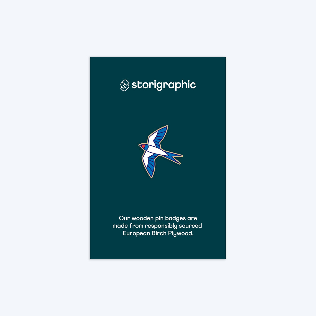 Swallow Wooden Pin Badge