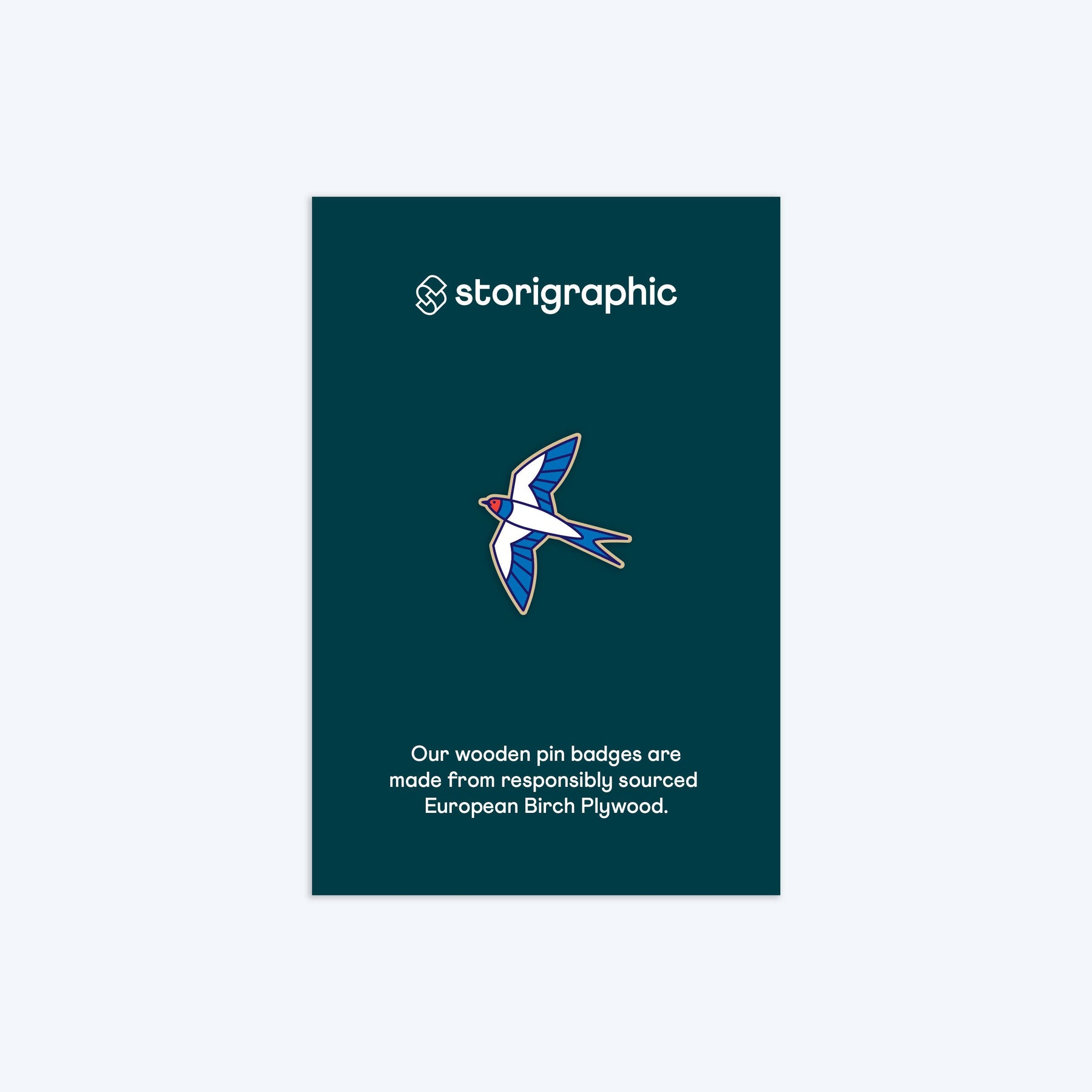 Swallow Wooden Pin Badge