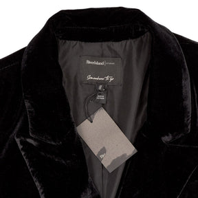 River Island Black Velvet Double-Breasted Blazer