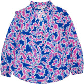 NRBY Blue Pink Printed Silk Blouse