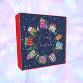 Wreath & Christmas Houses Christmas cards - pack of 8
