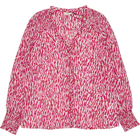 Hush Emilie  Pink Animal Print V-Neck Blouse