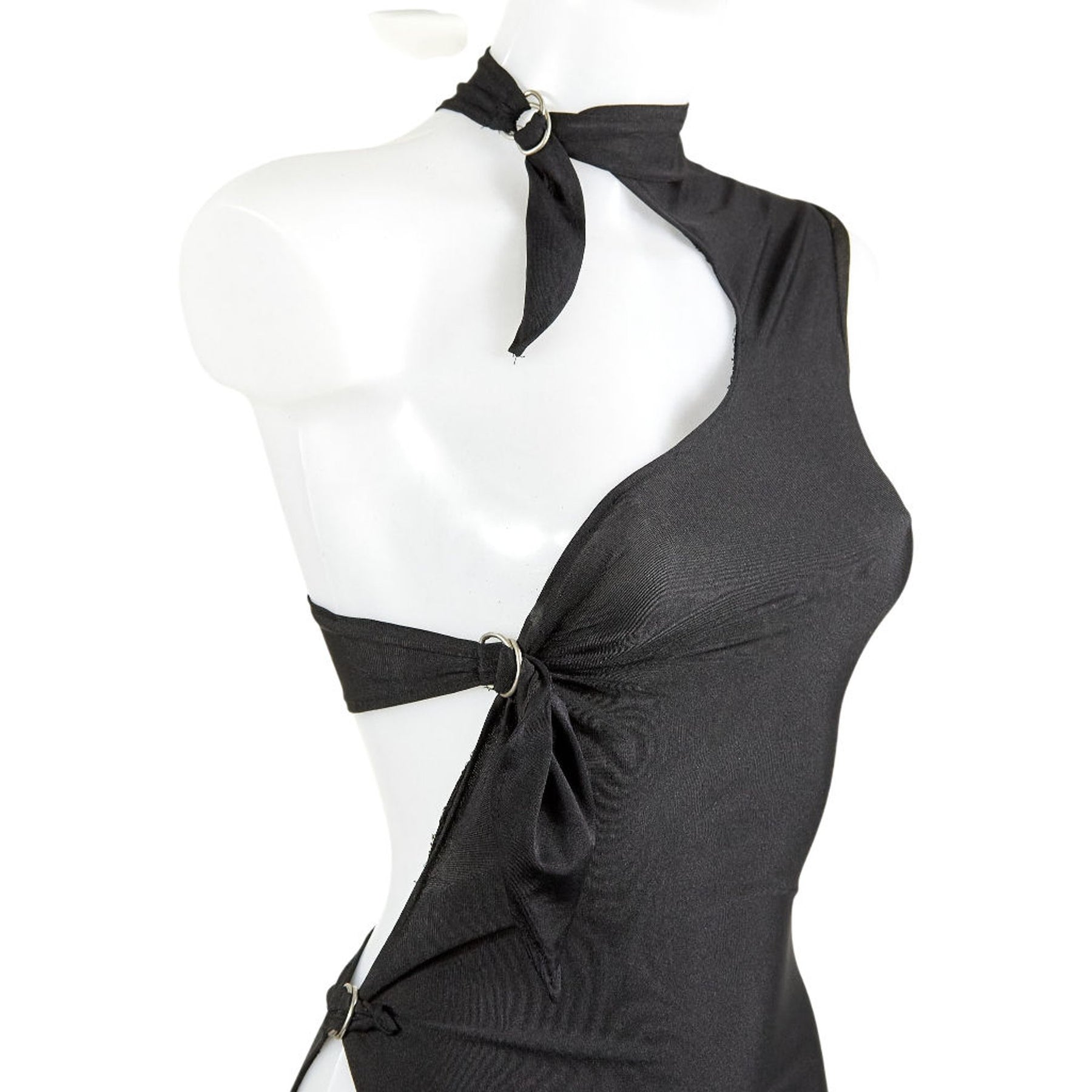 Swanky Modes Vintage Black Asymmetric Cut-Out Dress