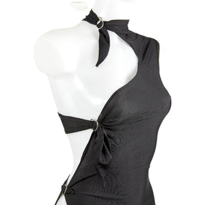 Swanky Modes Vintage Black Asymmetric Cut-Out Dress