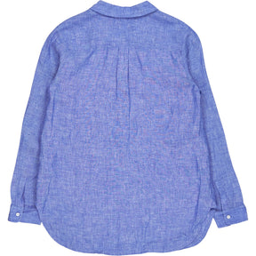 NRBY Blue Linen White Collar Blouse