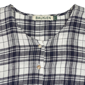 Baukjen Navy White Check Plaid Midi Dress