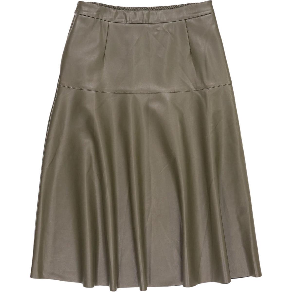 WYSE Dark Olive Melina Faux Leather Skirt