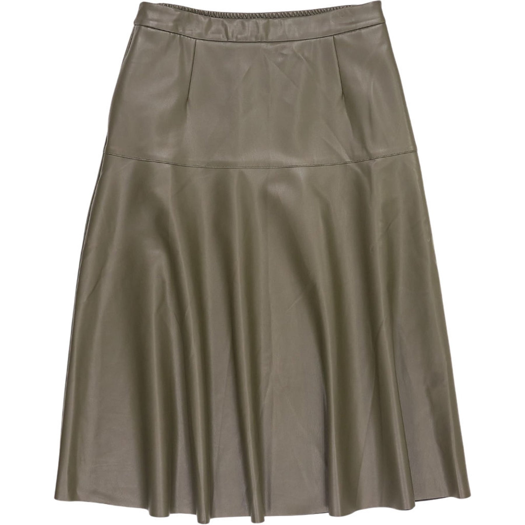 WYSE Dark Olive Melina Faux Leather Skirt