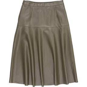 WYSE Dark Olive Melina Faux Leather Skirt