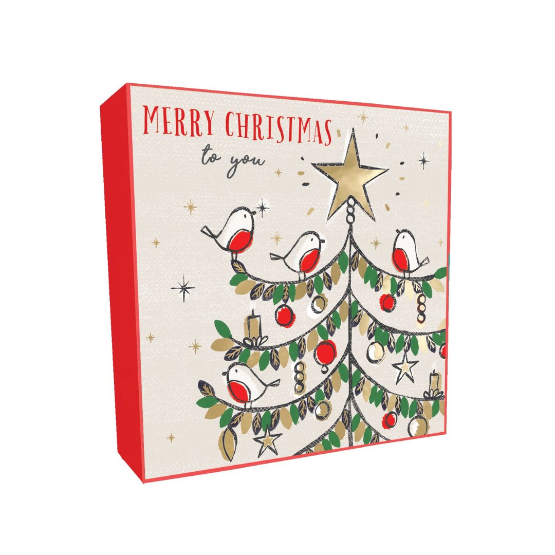 Christmas Tree With Robins Christmas cards- pack of 8