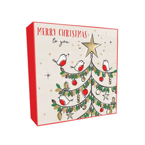 Christmas Tree With Robins Christmas cards- pack of 8