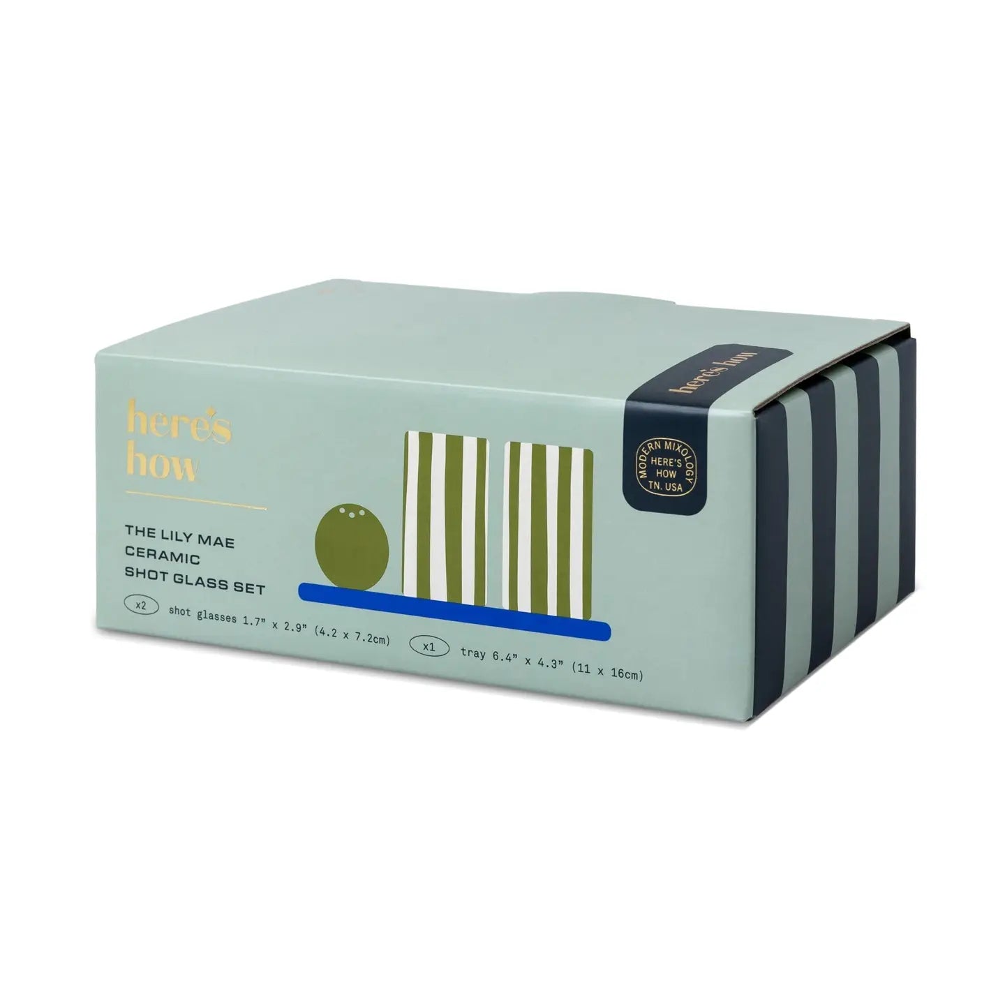 Ceramic Tequila Shot Glass Set - Cobalt + Olive