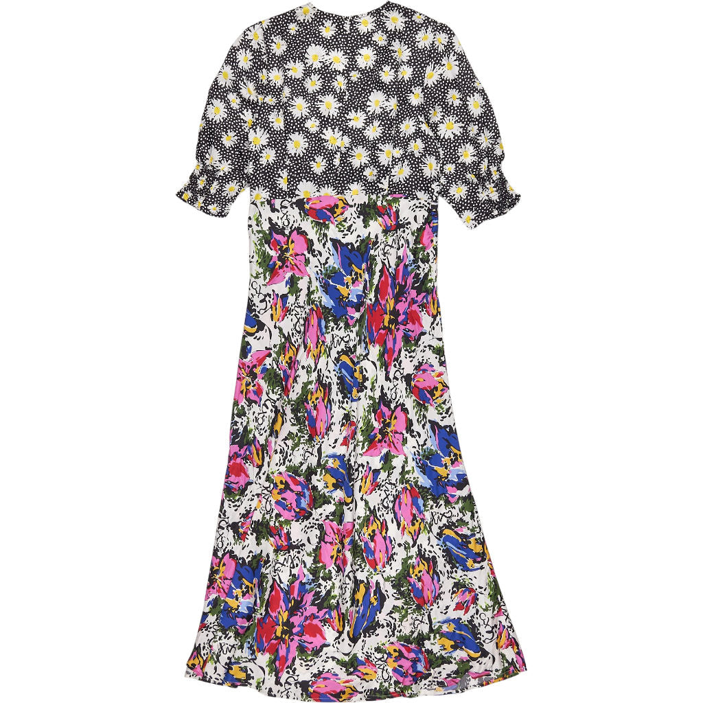 Rixo Black Floral Print Midi Dress
