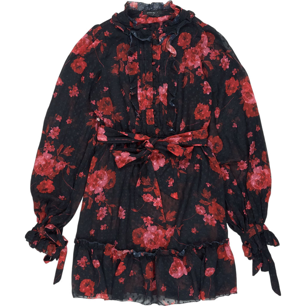 Karen Millen Black Red Floral Mini Dress