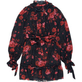 Karen Millen Black Red Floral Mini Dress
