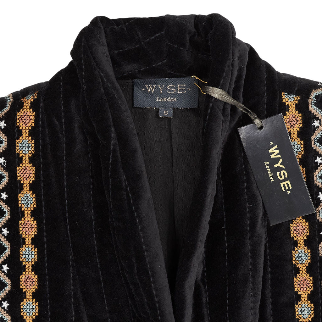 Wyse Black Viola Velvet Embroidered Jacket