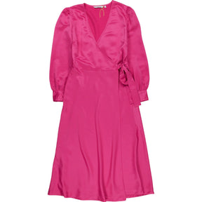 OMNES Pink Wrap Midi Dress
