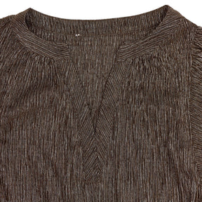 WYSE Metallic Brown Long Sleeve Blouse