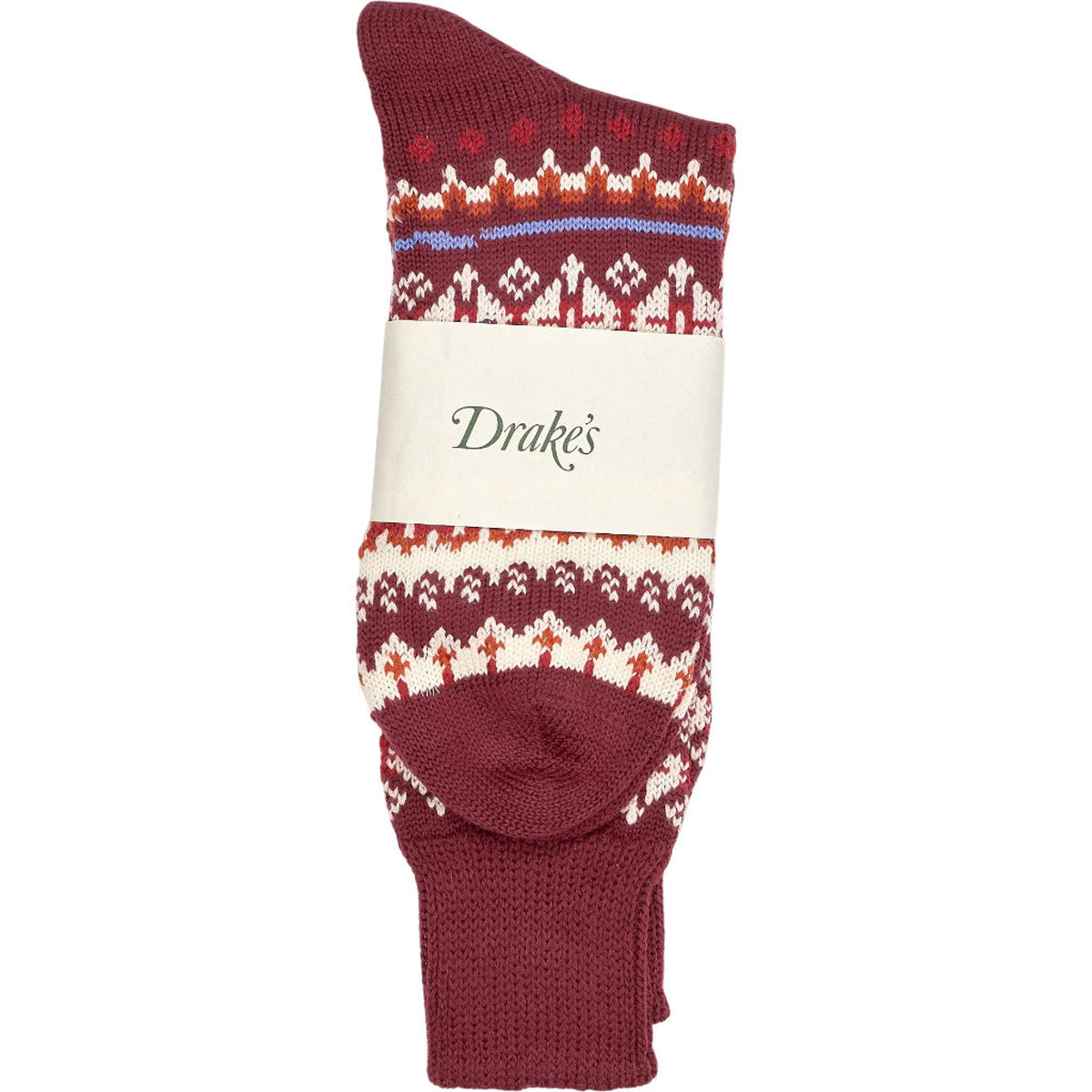 Drake's Red Fair Isle Knit Socks