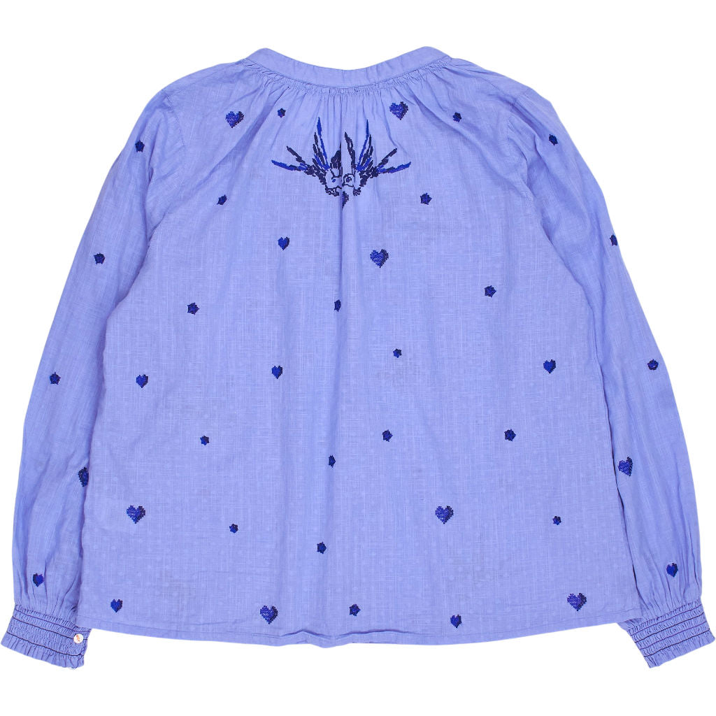 NRBY Blue Embroidered Cotton Blouse