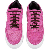 By Walid Pink Print Raw Silk Trainers