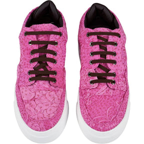 By Walid Pink Print Raw Silk Trainers