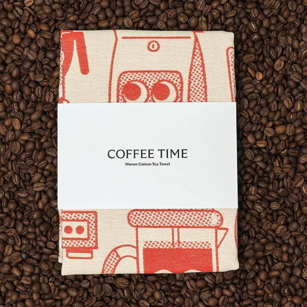 Coffee Time Tea Towel Red/Beige