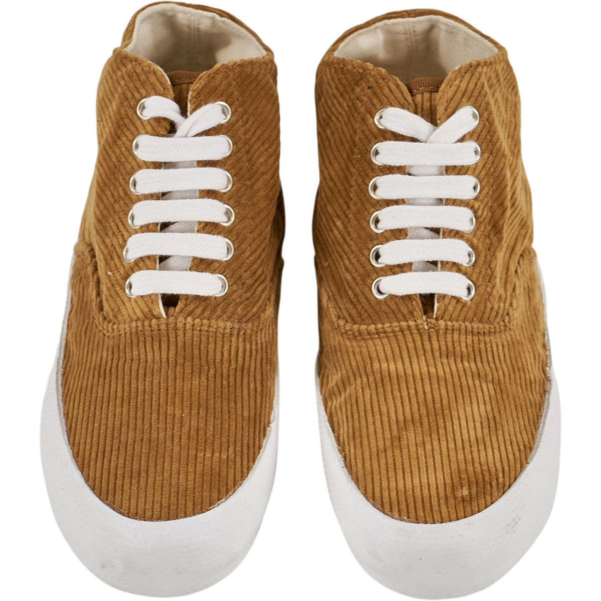 YMC Tan Corduroy High-Top Trainers