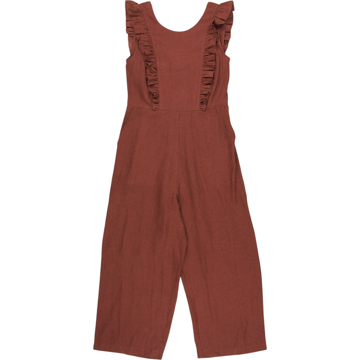 Beaufort & Blake Brown Ruffle Jumpsuit