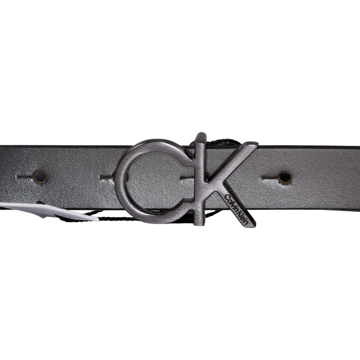 Calvin Klein Gunmetal Re-Lock Leather Belt