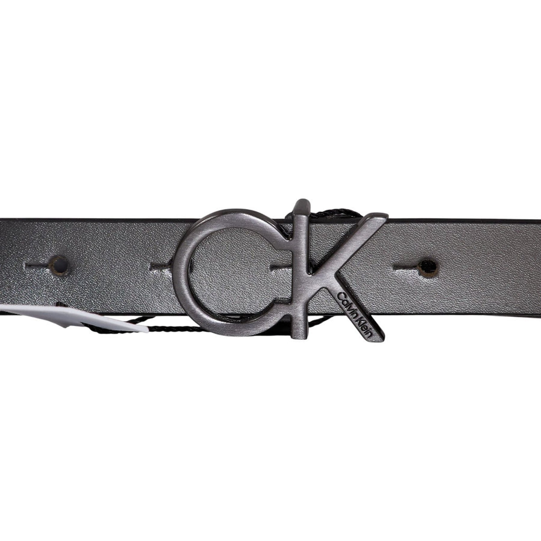 Calvin Klein Gunmetal Re-Lock Leather Belt