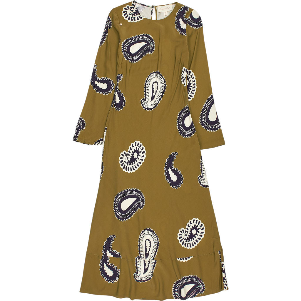 Sunset Lover Olive Paisley Silk Dress