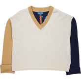 Beaufort & Blake Cream Colour Block V-Neck Jumper