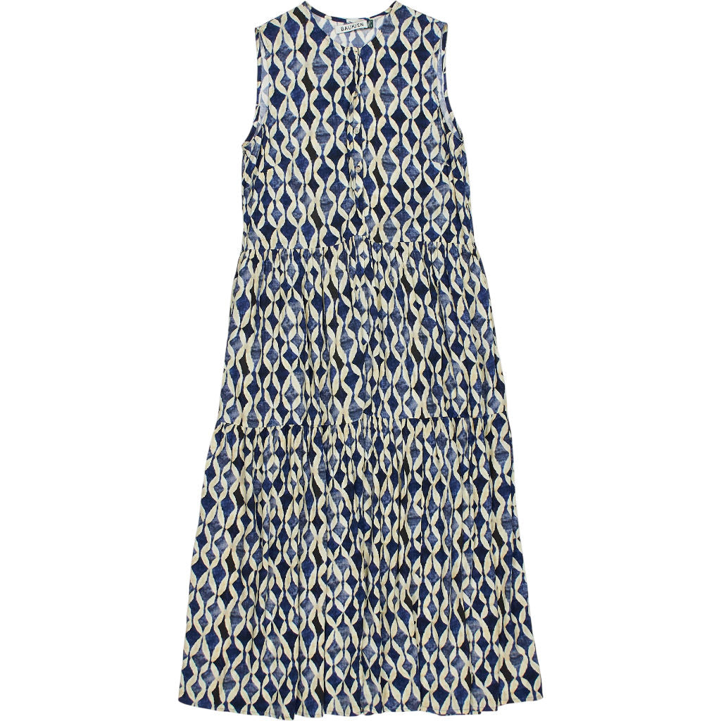 Baukjen Blue Patterned Sleeveless Dress