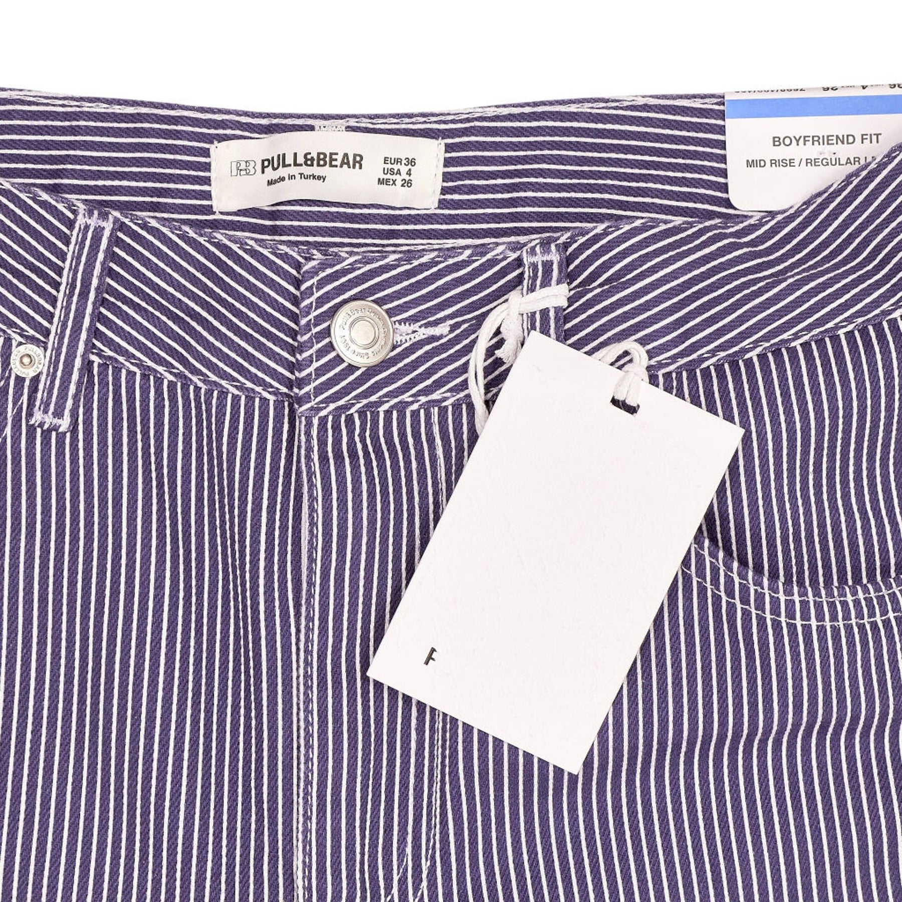 Pull & Bear Navy Stripe Boyfriend Shorts