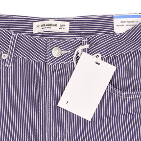 Pull & Bear Navy Stripe Boyfriend Shorts