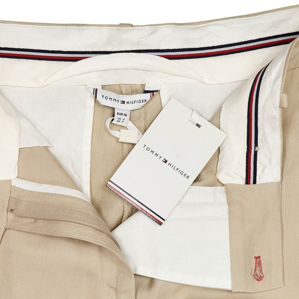 Tommy Hilfiger Beige Linen Tapered Trousers