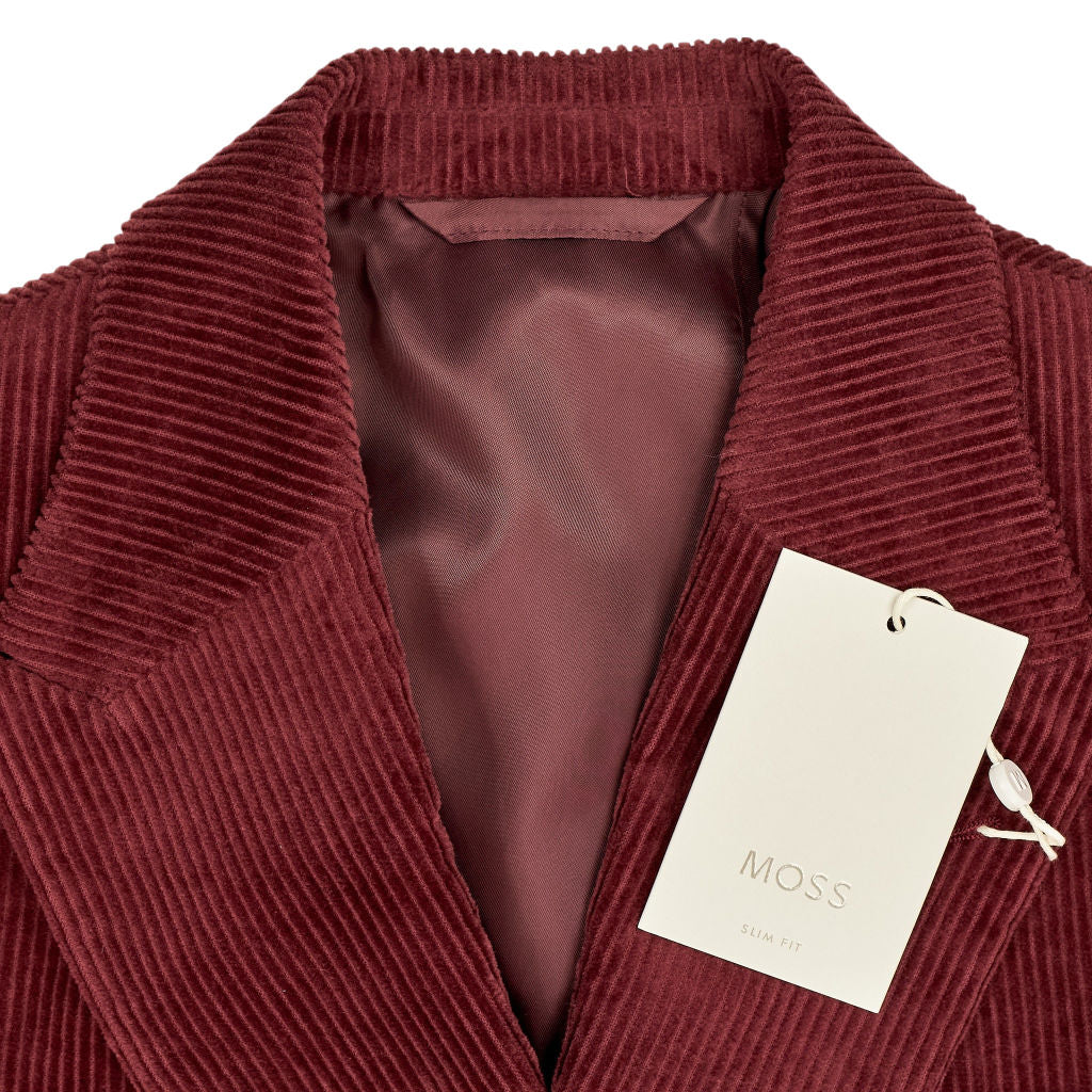 Moss Burgundy Corduroy Jacket Slim Fit