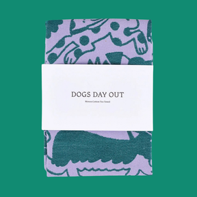 Dogs Day Out Lilac/Green Cotton Tea Towel